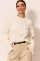 LUNE WOMENS BLAKE CABLE KNIT CREWNECK SWEATER